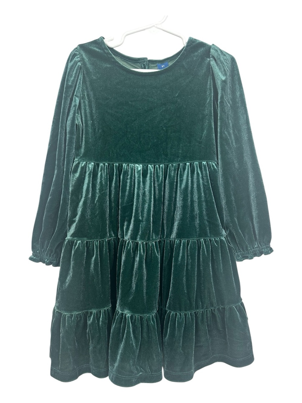 Old Navy Girls Green Long Sleeve Velvet Velour Dress Size 5T